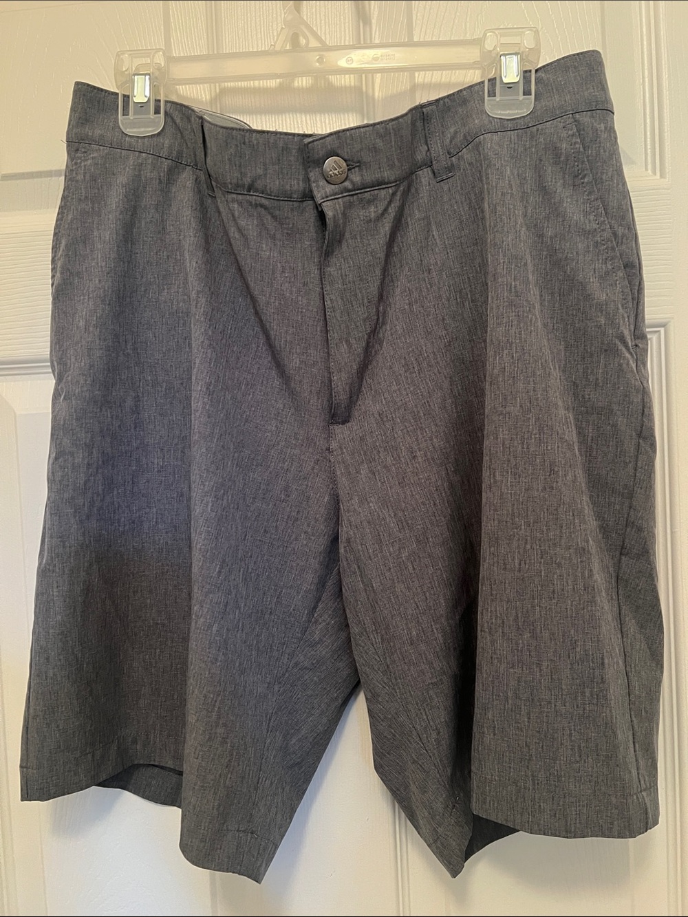 adidas Men's Heather Gray Flat-Front Athletic Shorts